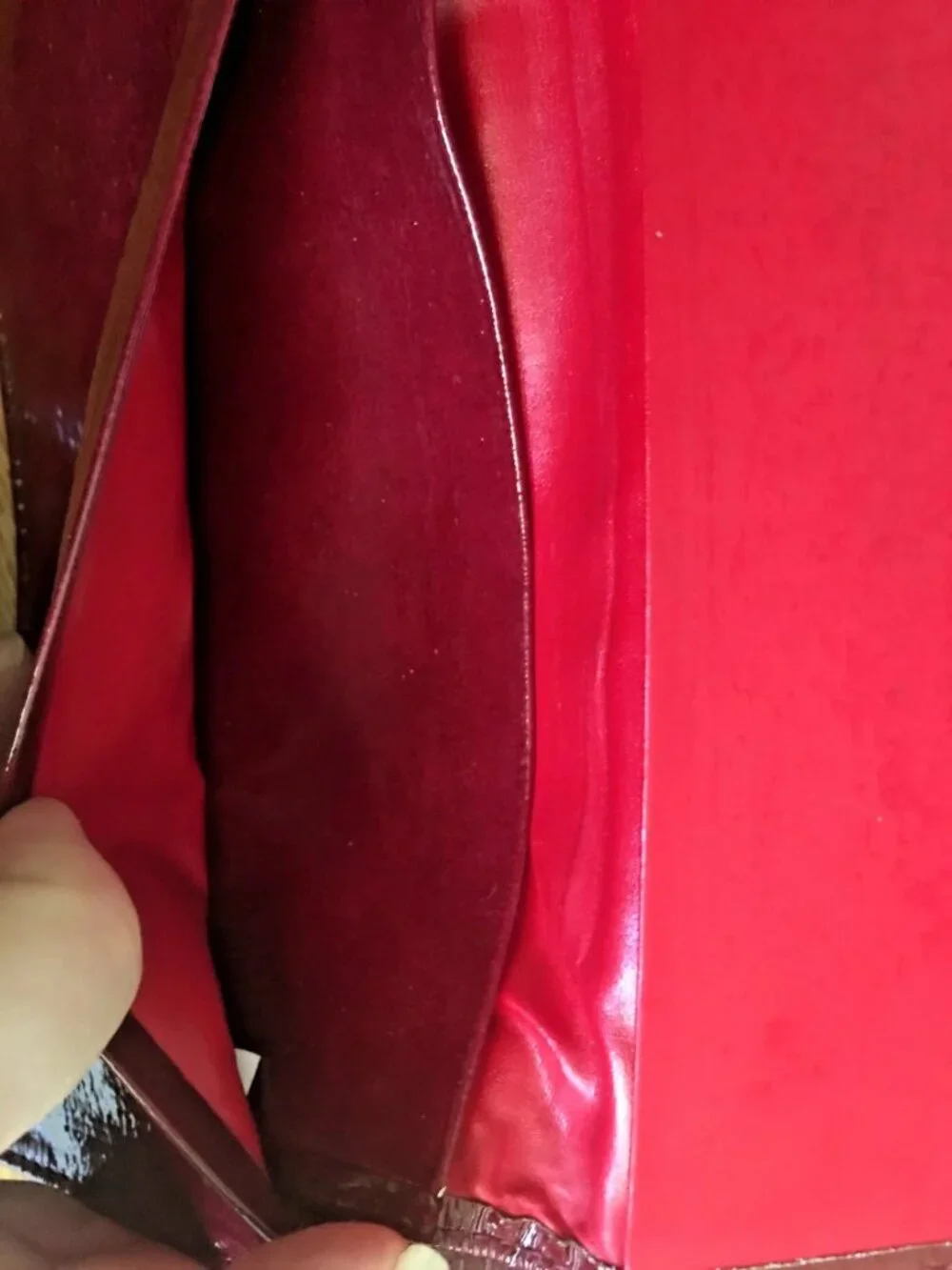 Dooney & Bourke Shiny Red Leather Wallet/Clutch Brass Logo Vintage 1975
